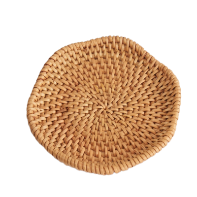 Flower Woven Wicker  Rattan Coaster, Cup Mat