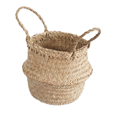Foldable Woven Seagrass Laundry- Storage Basket