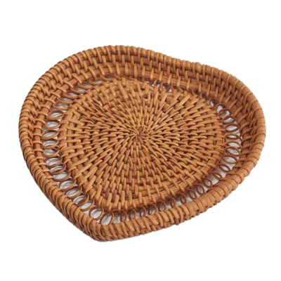 Heart Shaped Wicker Rattan Coaster, Cup Mat