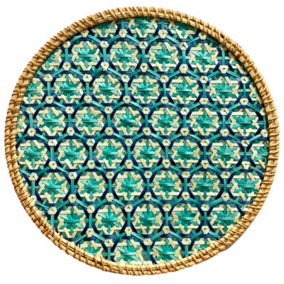 Patterned Woven Bamboo Dish Placemat, Table Mat