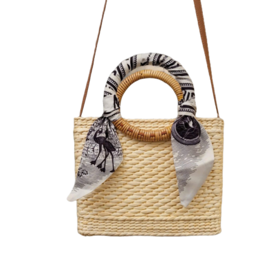 Water Hyacinth Hand_Crossbody Bag with Sink Rattan Handles