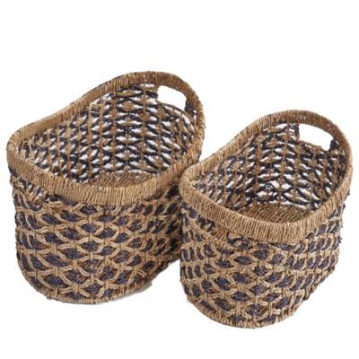 Woven Oval Seagrass Storage Basket Set